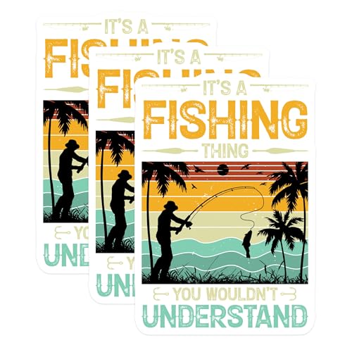 (3 Pack) Fishing Decals - Fisherman Decal - It's A Fishing Thing Decals - 3 Inches On Longest Side - Easy Peel & Apply - Made in USA - 3MCS2883