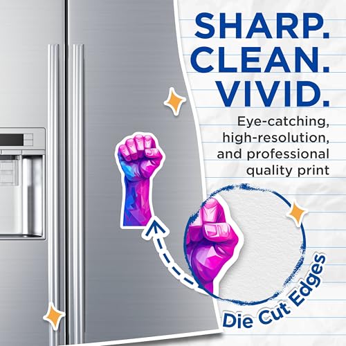 (2 Pack) Empowerment Fist Magnets - Multicolor Geometric Art - Inspirational 3D Fist Design Magnets - 5" On Longest Side - for Cars, Fridges, Toolboxes - Made in USA - MAG6585