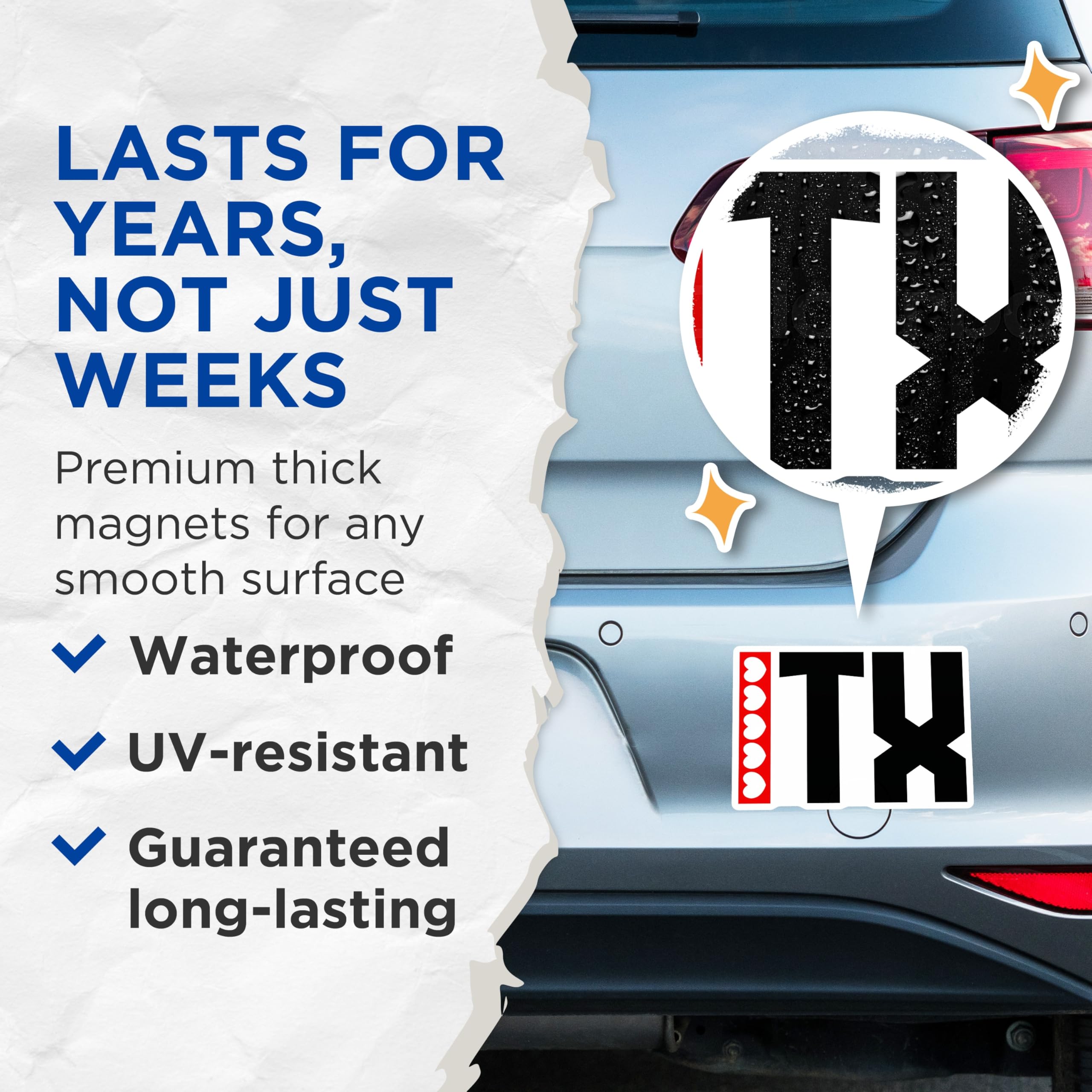 (2 Pack) ITH Acronym Magnets - ITH Hearts - Red White Heart Magnets - 5" On Longest Side - Premium Magnet - for Cars, Refrigerators, Toolboxes, Lockers - Made in USA - MAG18911