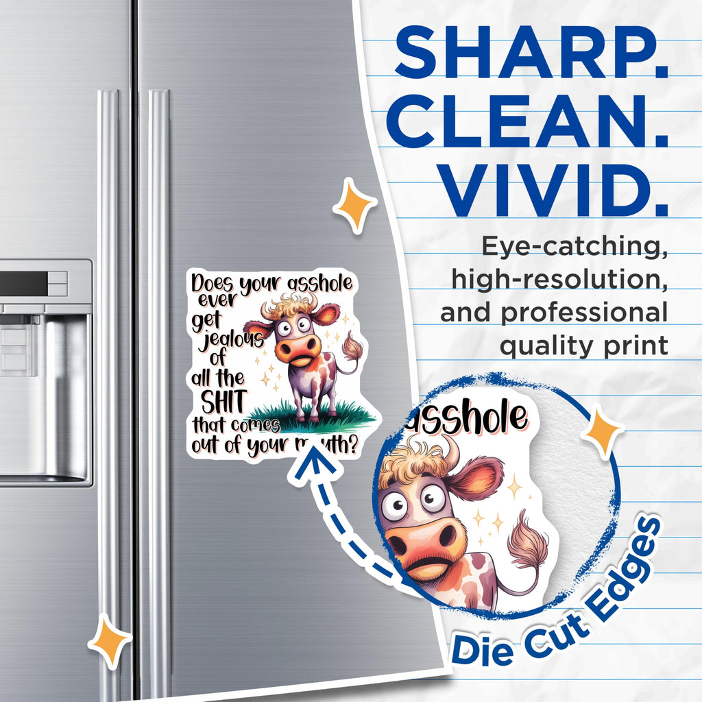 (2 Pack) Sarcastic Cow Magnets - Funny Animal Magnet - Insulting Quote Refrigerator Magnet - 5" On Longest Side - Premium Magnet - for Cars, Refrigerators, Toolboxes, Lockers - Made in USA - MAG14780