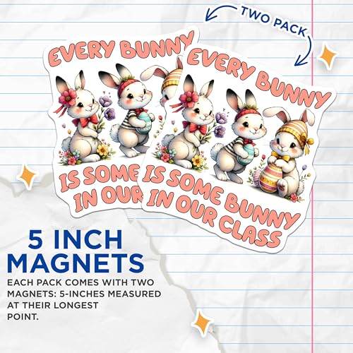 (2 Pack) Every Bunny is Some Bunny in Our Class Magnets - 5" On Longest Side - for Cars, Fridges, Toolboxes - Made in USA - MAG814