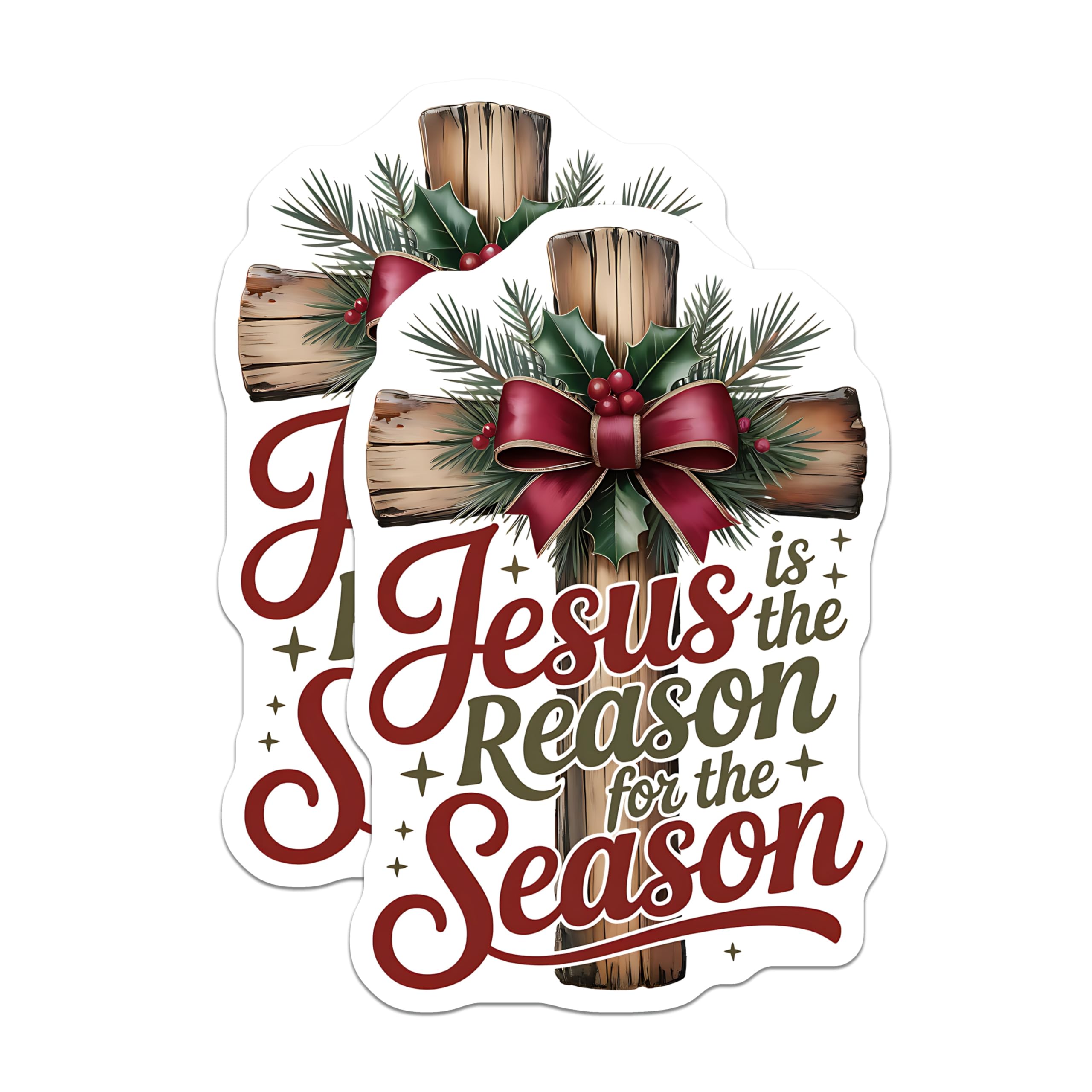 (2 Pack) Christian Christmas Magnets - Jesus is The Reason for The Season Holiday Decor - Religious Faith Home Decor - 5 Inches On Longest Side - Thick Durable Magnet - Made in USA - MAG30504