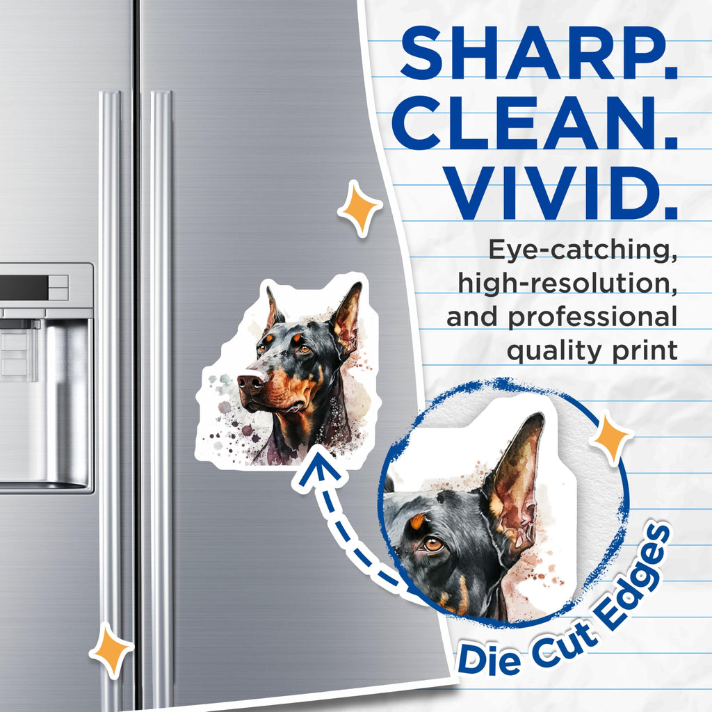 (2 Pack) Doberman Magnets - Dog Breed Decor - Refrigerator Magnets - 5" On Longest Side - Premium Magnet - for Cars, Refrigerators, Toolboxes, Lockers - Made in USA - MAG15754