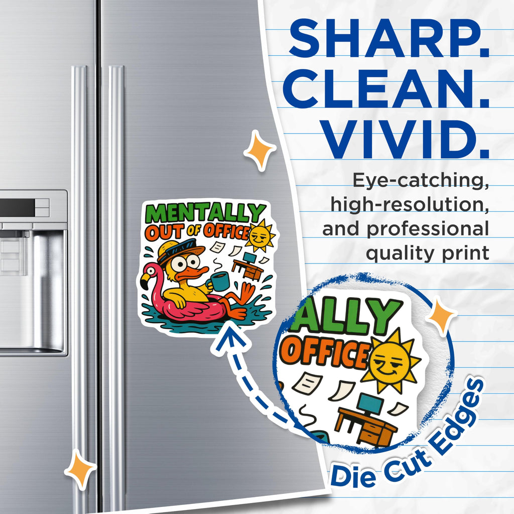 (2 Pack) Mentally Out of Office Magnets - Funny Duck Vacation Mode - Work Humor Refrigerator Decor - Chill Summer Vibes - 5 Inches On Longest Side - Thick Durable Magnet - Made in USA - MAG22854