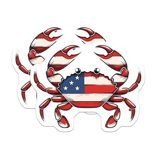 (2 Pack) American Flag Crab Magnets Magnets - 5" On Longest Side - Made in USA - Sticks to Refrigerators & Metal Surfaces - MAG8641