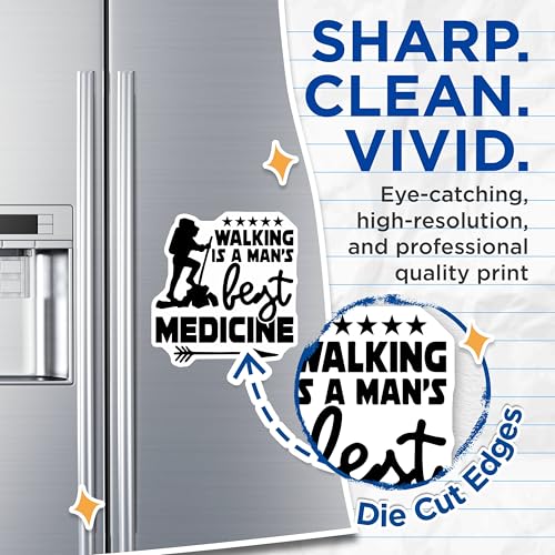 (2 Pack) Walking is A Man's Best Medicine Magnets - Inspirational Hiking Quote - Outdoor Adventure Decor - 5" On Longest Side - for Cars, Fridges, Toolboxes - Made in USA - MAG5638