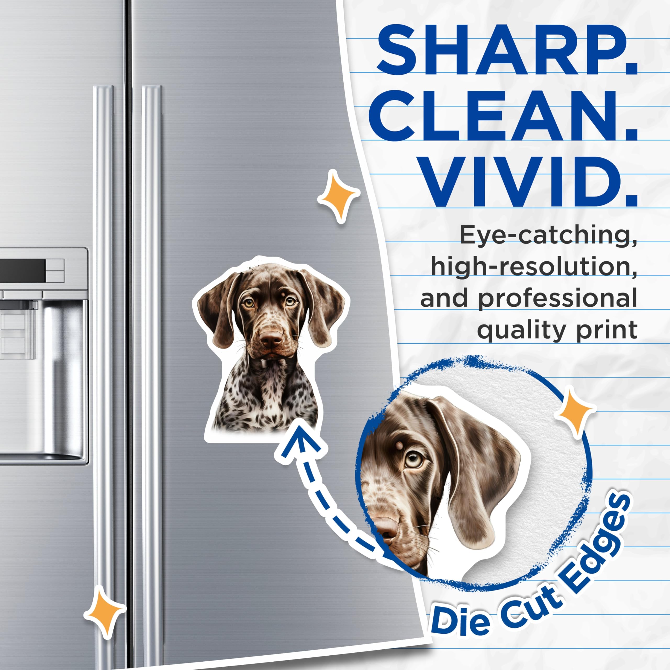(2 Pack) German Shorthaired Pointer Magnets - GSP Dog Art - Pet Owner Refrigerator Decor - 5 Inches On Longest Side - Thick Durable Magnet - Made in USA - MAG30640