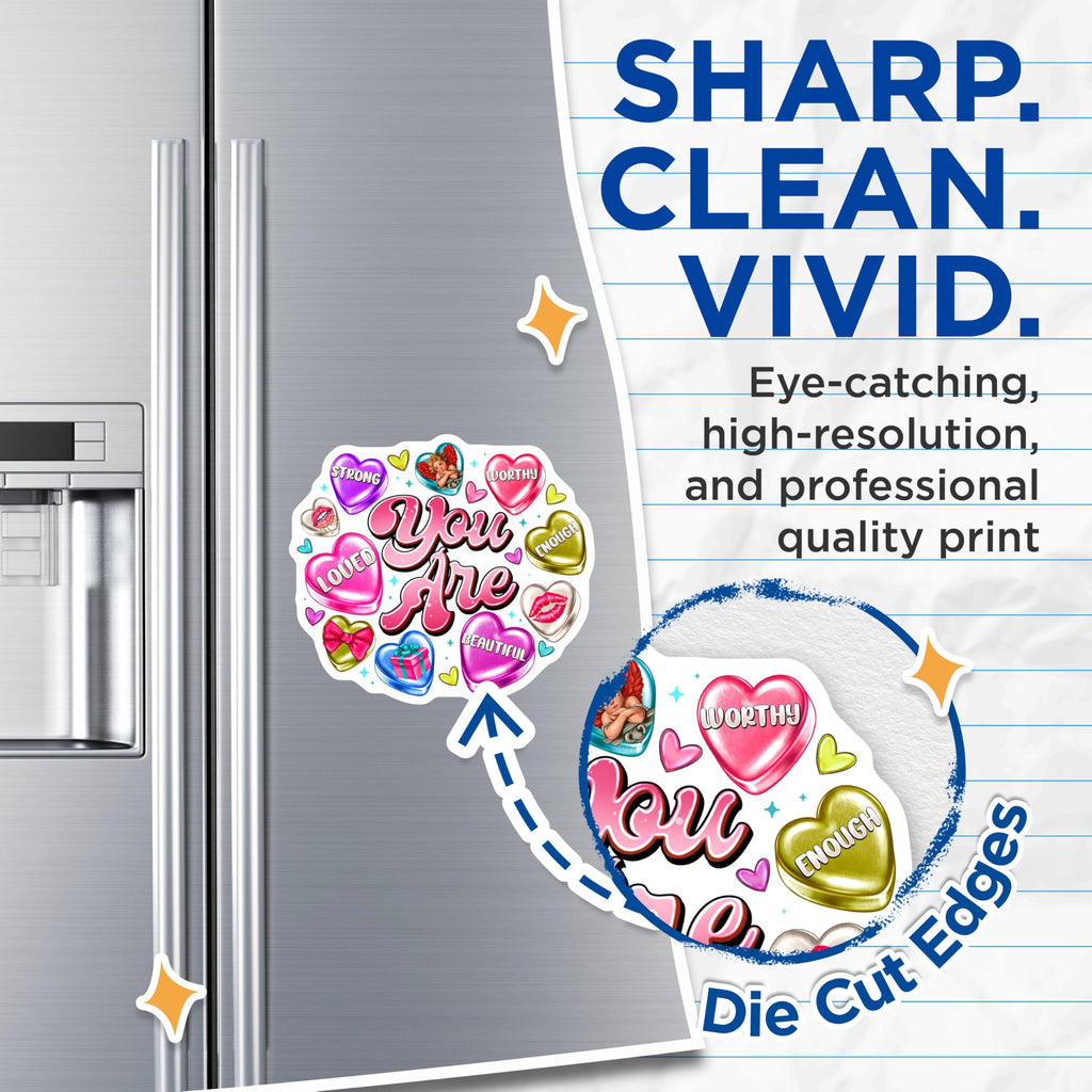 (2 Pack) You are Affirmation Magnets - Retro Candy Heart Decor - Positive Self Love Display for Fridge - 5 Inches On Longest Side - Thick Durable Magnet - Made in USA - MAG28791