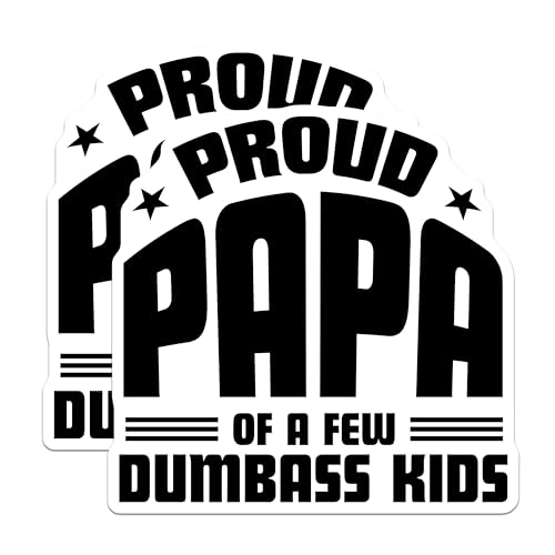 (2 Pack) Proud Papa Stickers - Funny Dad Stickers - Humorous Parenting Stickers - 5" On Longest Side - Sticks to Smooth Flat Surfaces - Made in USA - BMCS5274