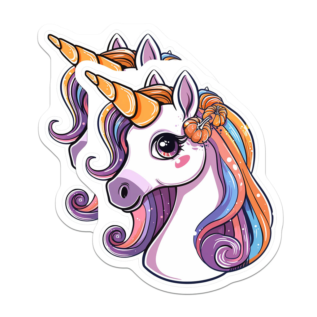 (2 Pack) Halloween Unicorn Magnets - Autumn Fantasy Decor - Cute Kawaii Refrigerator Fun - 5 Inches On Longest Side - Thick Durable Magnet - Made in USA - MAG37095
