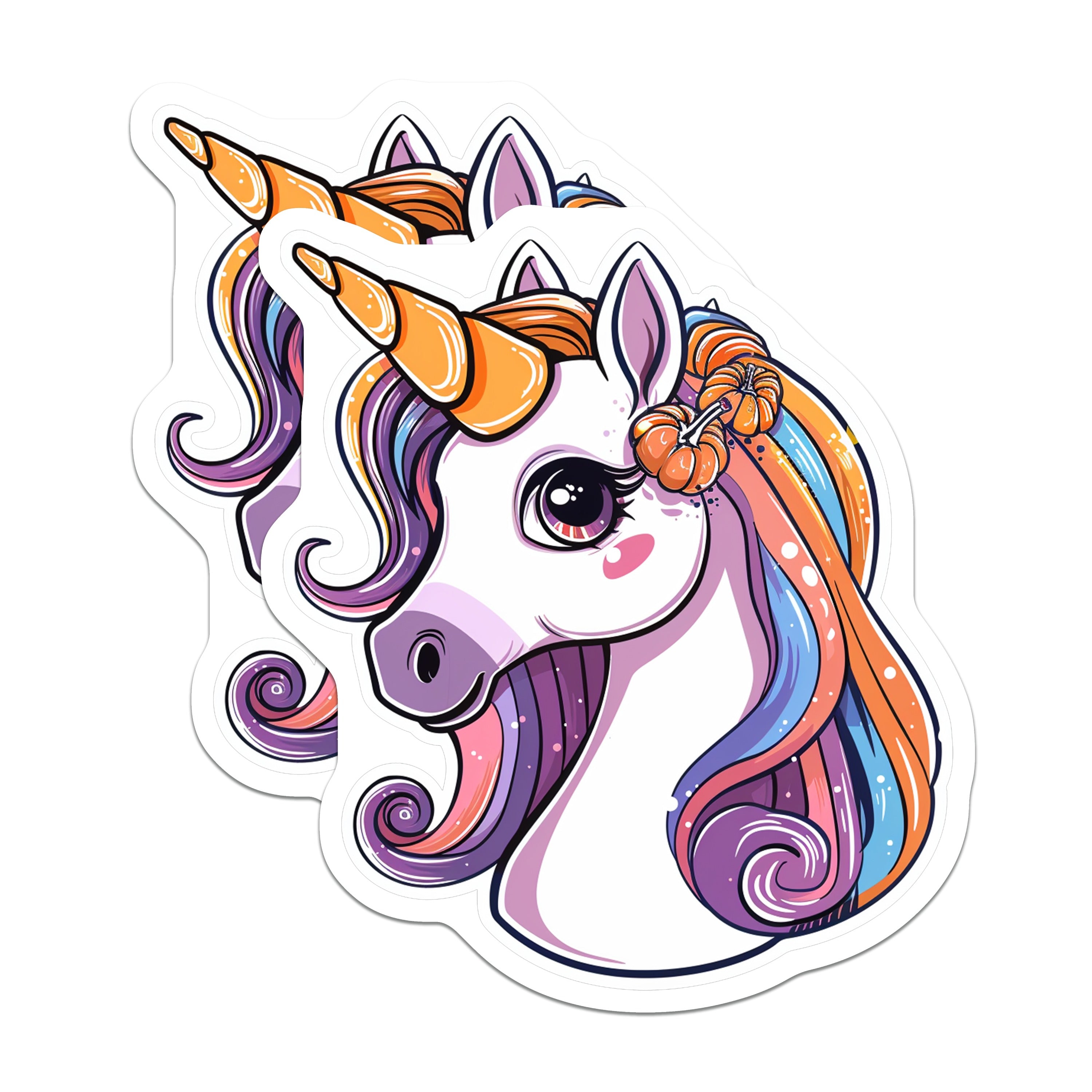 (2 Pack) Halloween Unicorn Magnets - Autumn Fantasy Decor - Cute Kawaii Refrigerator Fun - 5 Inches On Longest Side - Thick Durable Magnet - Made in USA - MAG37095
