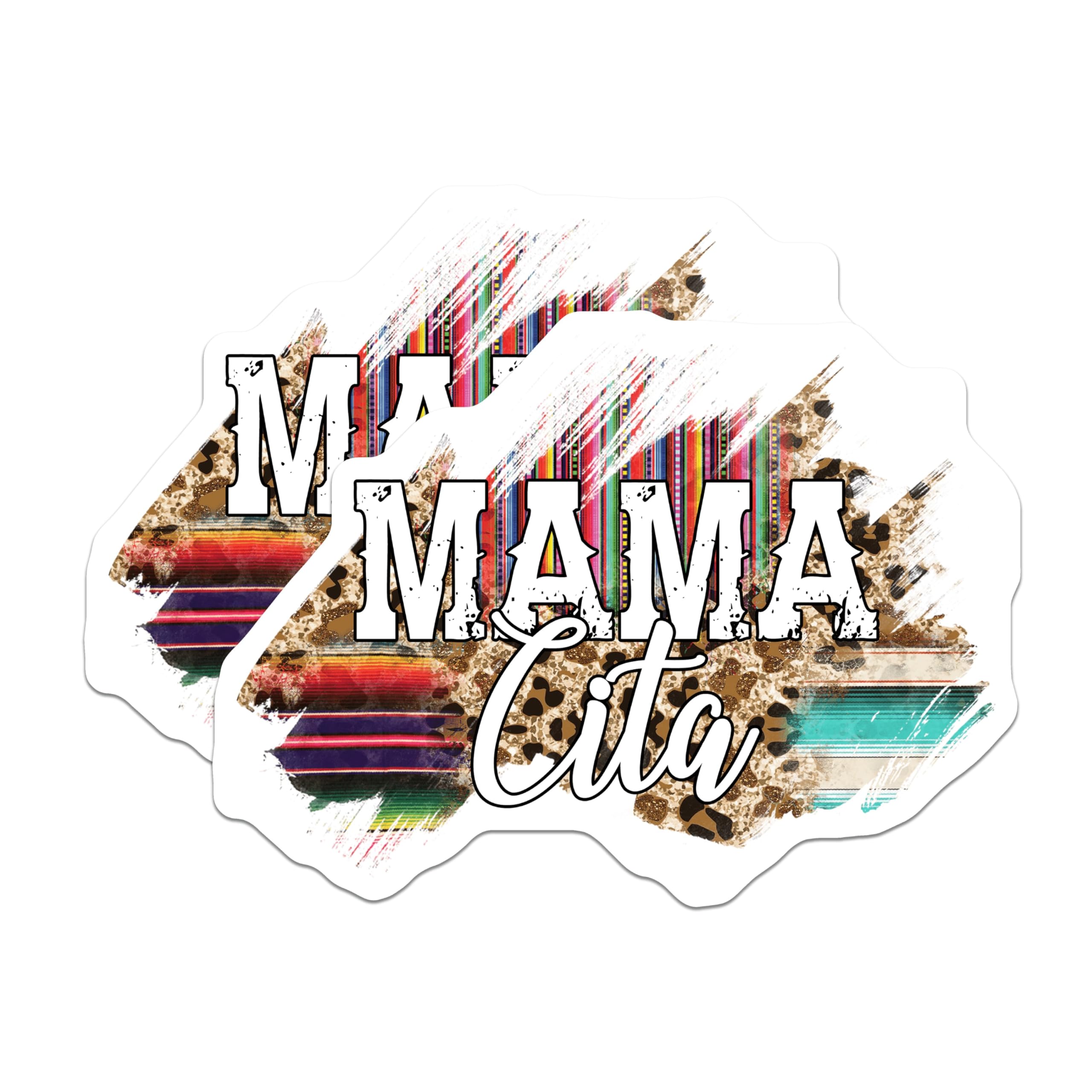 (2 Pack) Mama Cita Fridge Magnets - Boho Western Decor - Leopard Serape Design - Trendy Mom Accessory - 5 Inches On Longest Side - Thick Durable Magnet - Made in USA - MAG26988