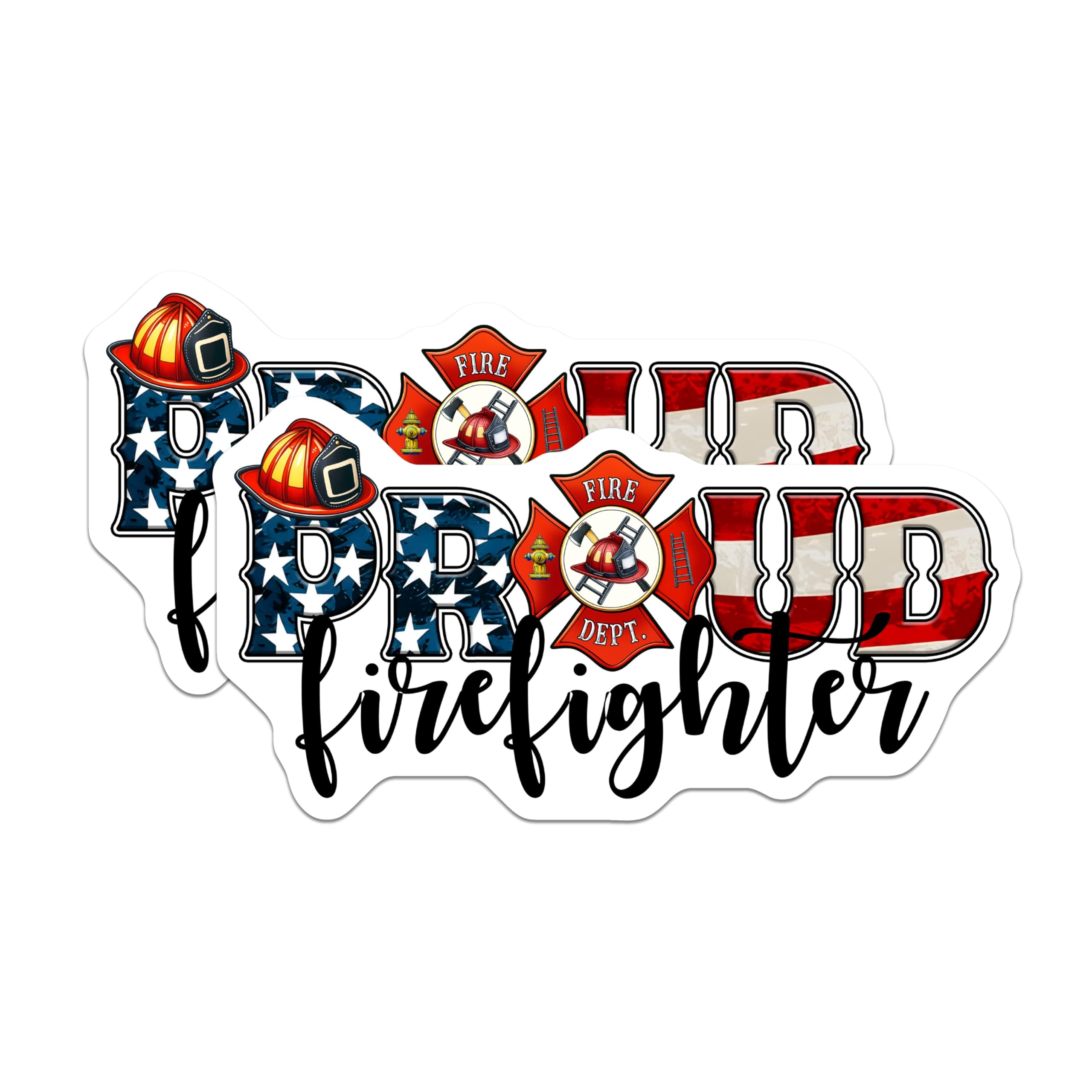 (2 Pack) Proud Firefighter Magnets - American Flag - Fire Dept Fridge Lockers - 5" On Longest Side - Premium Magnet - for Cars, Refrigerators, Toolboxes, Lockers - Made in USA - MAG15778