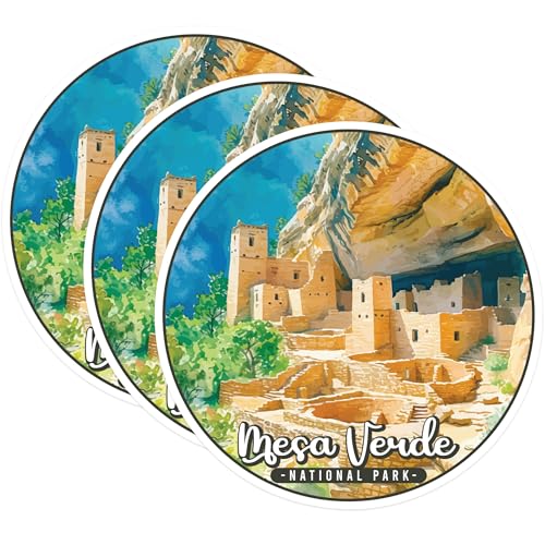 (3 Pack) Mesa Verde Decals - National Park Stickers - Laptop Decal - 3 Inches On Longest Side - Easy Peel & Apply - Made in USA - 3MCS0479