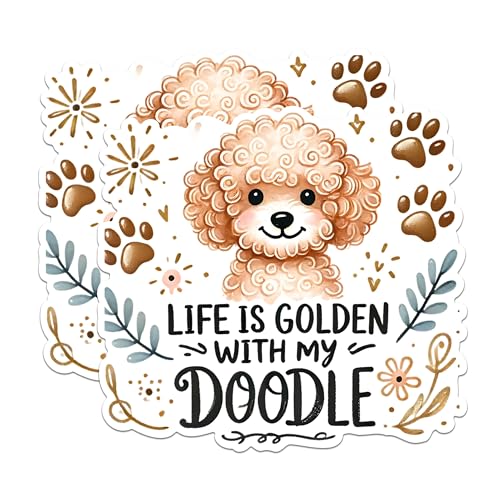 (2 Packs) Life is Golden with My Doodle Magnets - Golden Doodle Dog Breed Magnets - 5 Inches On Longest Side - Premium Magnet - for Fridges, Toolboxes, Cars - Made in USA - MAG2383