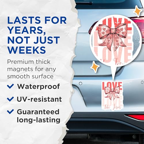 (2 Pack) Love Like Jesus Magnets Magnets - Christian Inspirational - Heart Bow Design - 5" On Longest Side - Made in USA - Sticks to Refrigerators & Metal Surfaces - MAG8953