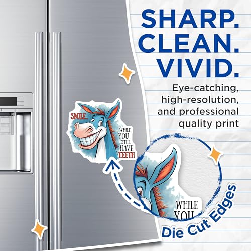 (2 Pack) Smile While You Still Have Teeth Magnets - Funny Animal Magnets - Comical Kitchen Decor Magnets - 5" On Longest Side - for Cars, Refrigerators, Toolboxes, Lockers - Made in USA BMCS3327