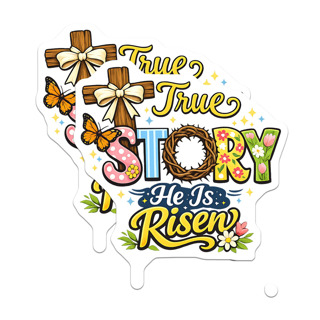 (2 Pack) True Story He is Risen Magnets - Inspirational Christian Faith - Easter Resurrection Decor - 5 Inches On Longest Side - Thick Durable Magnet - Made in USA - MAG21898