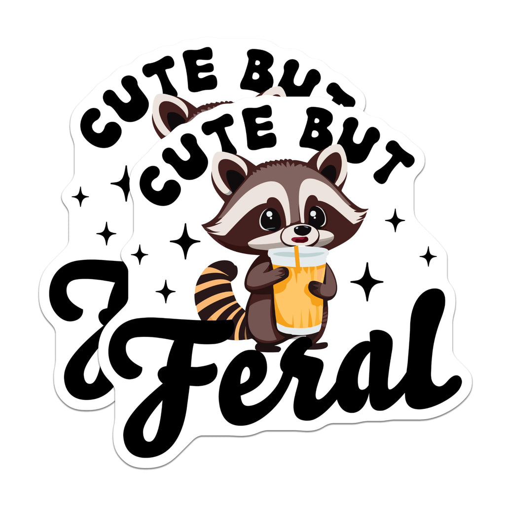 (2 Pack) Cute But Feral Magnets - Funny Raccoon Magnets - Cute Animal Magnets - 5" On Longest Side - for Cars, Refrigerators, Toolboxes, Lockers - Made in USA BMCS3410