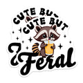 (2 Pack) Cute But Feral Magnets - Funny Raccoon Magnets - Cute Animal Magnets - 5" On Longest Side - for Cars, Refrigerators, Toolboxes, Lockers - Made in USA BMCS3410