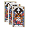 (3 Pack) Maine Coon Decals - Cat Tarot Card Stickers - Floral Cat Laptop Decals - 3 Inches On Longest Side - Easy Peel & Apply - Made in USA - 3MCS0112