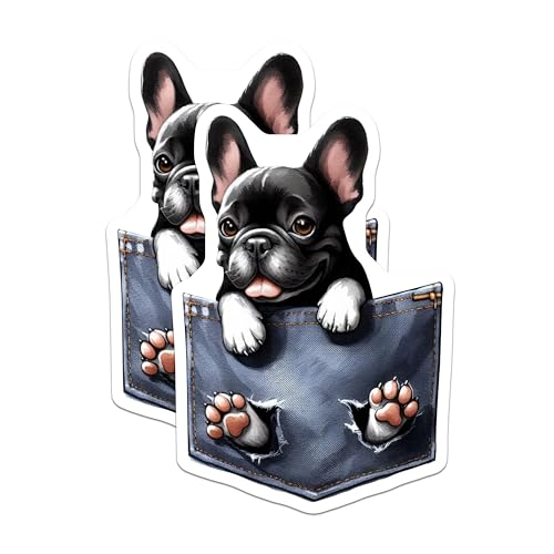 (2 Pack) French Bulldog Magnets - Cute Dog Magnets - Pocket Pet - Animal Lover Home - Dog Lover Magnets - 5" On Longest Side - for Cars, Fridges, Toolboxes - Made in USA - MAG4001