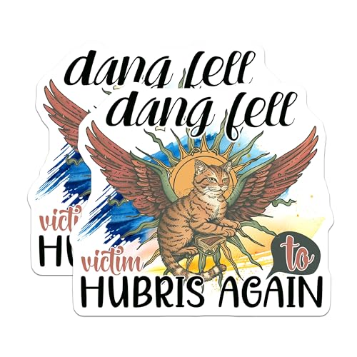 (2 Pack) Cat Hubris Again Stickers - Cat Humor Stickers - Funny Quote Stickers - 5" On Longest Side - Sticks to Smooth Flat Surfaces - Made in USA - BMCS4348