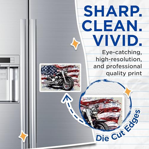 (2 Pack) Motorcycle Freedom Magnets Magnets - American Flag - Patriotic Decor - 5" On Longest Side - Made in USA - Sticks to Refrigerators & Metal Surfaces - MAG9206
