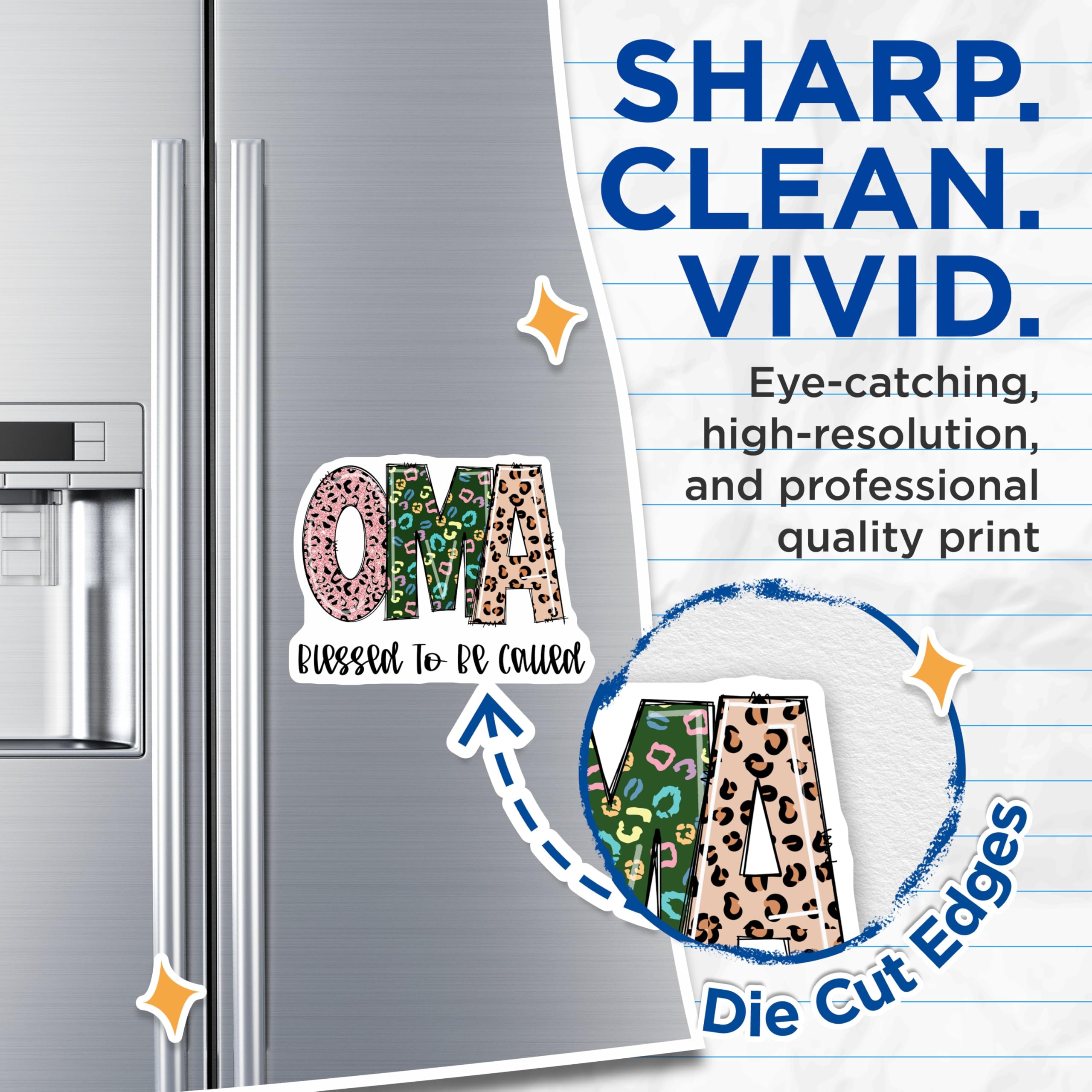 (2 Pack) Oma Magnets - Blessed Oma - Leopard Print Oma - 5" On Longest Side - Premium Magnet - for Cars, Refrigerators, Toolboxes, Lockers - Made in USA - MAG15396