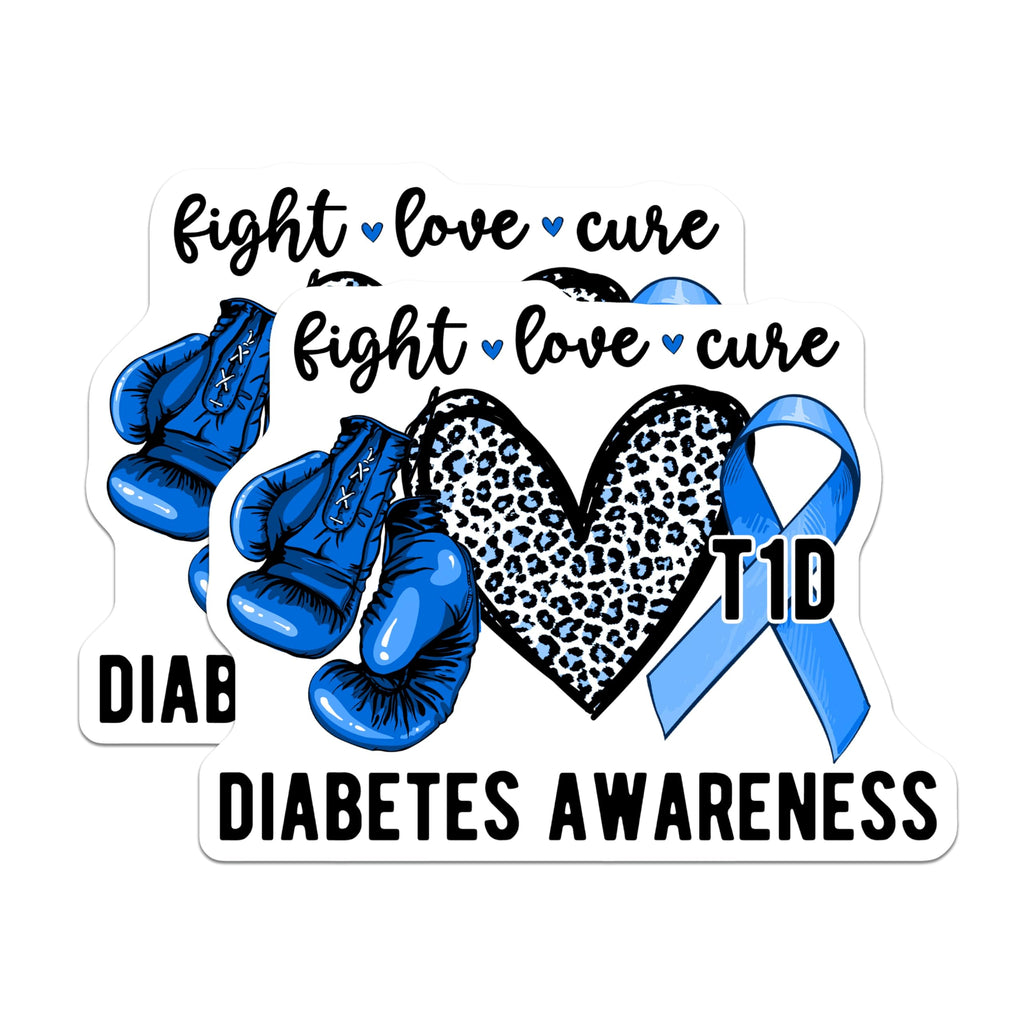 (2 Pack) Diabetes Awareness Magnets - Type 1 Diabetes T1D - Fight Love Cure Magnets - 5" On Longest Side - Premium Magnet - for Cars, Refrigerators, Toolboxes, Lockers - Made in USA - MAG16502