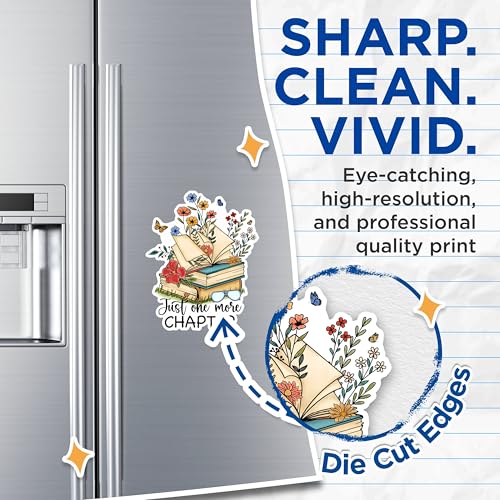 (2 Pack) Just One More Chapter Magnets - Book Lover Magnets - Floral Book Stack Magnets- 5" On Longest Side - for Fridges, Toolboxes, Cars - Made in USA - MAG2988