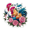 (2 Pack) Colorful Rooster Stickers - Animal Art - Floral Design - 5" On Longest Side - Sticks to Smooth Flat Surfaces - Made in USA - BMCS9439