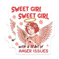 (2 Pack) Sweet Girl with Anger Issues Stickers - Funny Angel Character - Humorous Sticker Art - 5" On Longest Side - Sticks to Smooth Flat Surfaces - Made in USA - BMCS5692