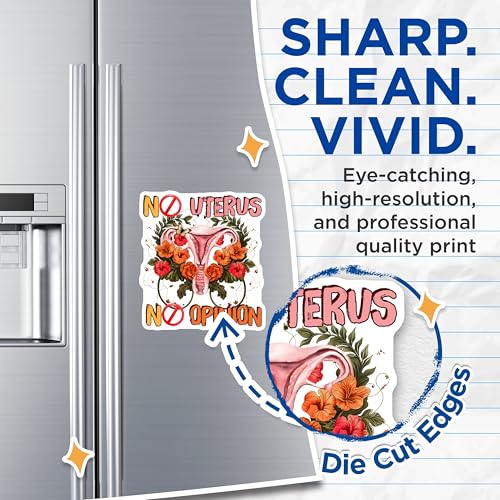 (2 Pack) No Uterus No Opinion Magnets Magnets - 5" On Longest Side - Made in USA - Sticks to Refrigerators & Metal Surfaces - MAG9035