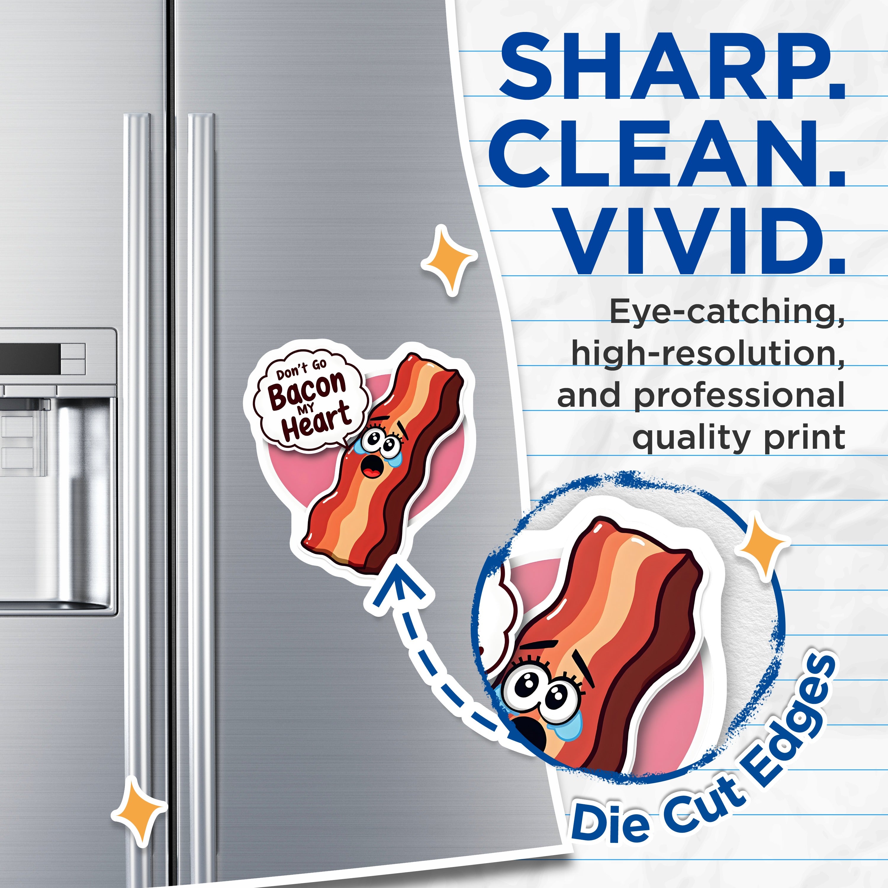 (2 Pack) Funny Bacon Magnets - Punny Food Refrigerator - Valentine's Humor Kitchen - 5 Inches On Longest Side - Thick Durable Magnet - Made in USA - MAG38961