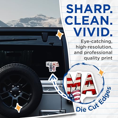 (2 Pack) Mama Stickers - Patriotic Theme - Bow Design - 5" On Longest Side - Sticks to Smooth Flat Surfaces - Made in USA - BMCS7703