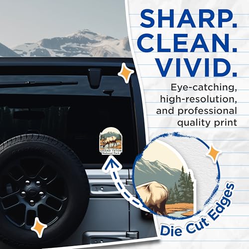 (2 Packs) Grand Teton National Park Stickers - Grand Teton National Park Decals - 5 Inches On Longest Side - Premium Vinyl Decal - Sticks to Any Smooth Flat Surface - Made in USA - BMCS2476