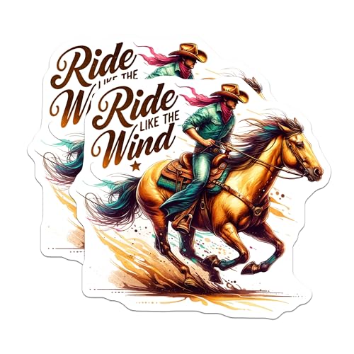 (2 Pack) Ride Like The Wind Magnets - Western Decor - Cowboy Art - Horse Rider Magnets - Rodeo Lover - Country Home Accents - 5" On Longest Side - for Cars, Fridges, Toolboxes - Made in USA - MAG6914