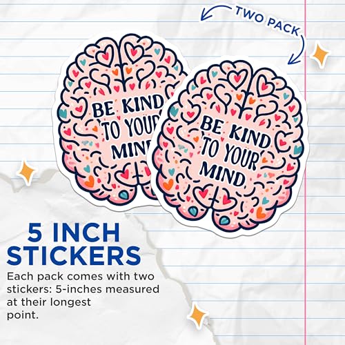 (2 Pack) Inspirational Quote Stickers - Mental Health Stickers - Self Care Inspirational Stickers - 5" On Longest Side - Sticks to Any Smooth Flat Surface - Made in USA - BMCS3245