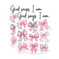 (2 Pack) God Says I Am Affirmation Magnets - Christian Faith Encouragement Decor - Inspirational Pink Bow Bible Verse Art - 5 Inches On Longest Side - Thick Durable Magnet - Made in USA - MAG24988