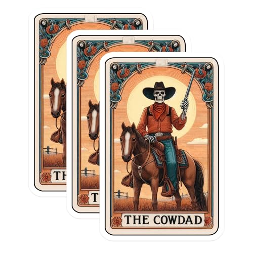 (3 Pack) Cowdad Decals - Cowboy Skeleton Decal - Western Dad Laptop Decal - 3 Inches On Longest Side - Easy Peel & Apply - Made in USA - 3MCS4141