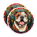 (2 Pack) Bulldog Stained Glass Magnets - Dog Lover Decor - Pet Portrait Art - Cute Puppy Fridge Accessory - 5 Inches On Longest Side - Thick Durable Magnet - Made in USA - MAG25035