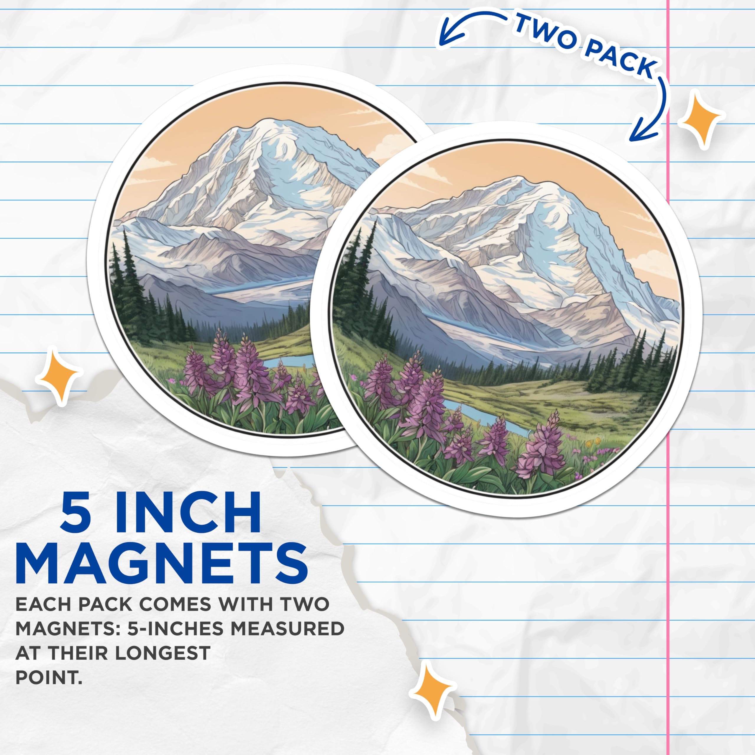 (2 Pack) Mountain View Magnets - Scenic Landscape Magnet - Nature Lover Fridge Magnets - 5" On Longest Side - Premium Magnet - for Cars, Refrigerators, Toolboxes, Lockers - Made in USA - MAG17694