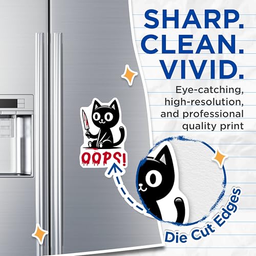 (2 Pack) Cat Lover Magnets - Funny Black Cat - 5" On Longest Side - for Cars, Fridges, Toolboxes - Made in USA - MAG7350