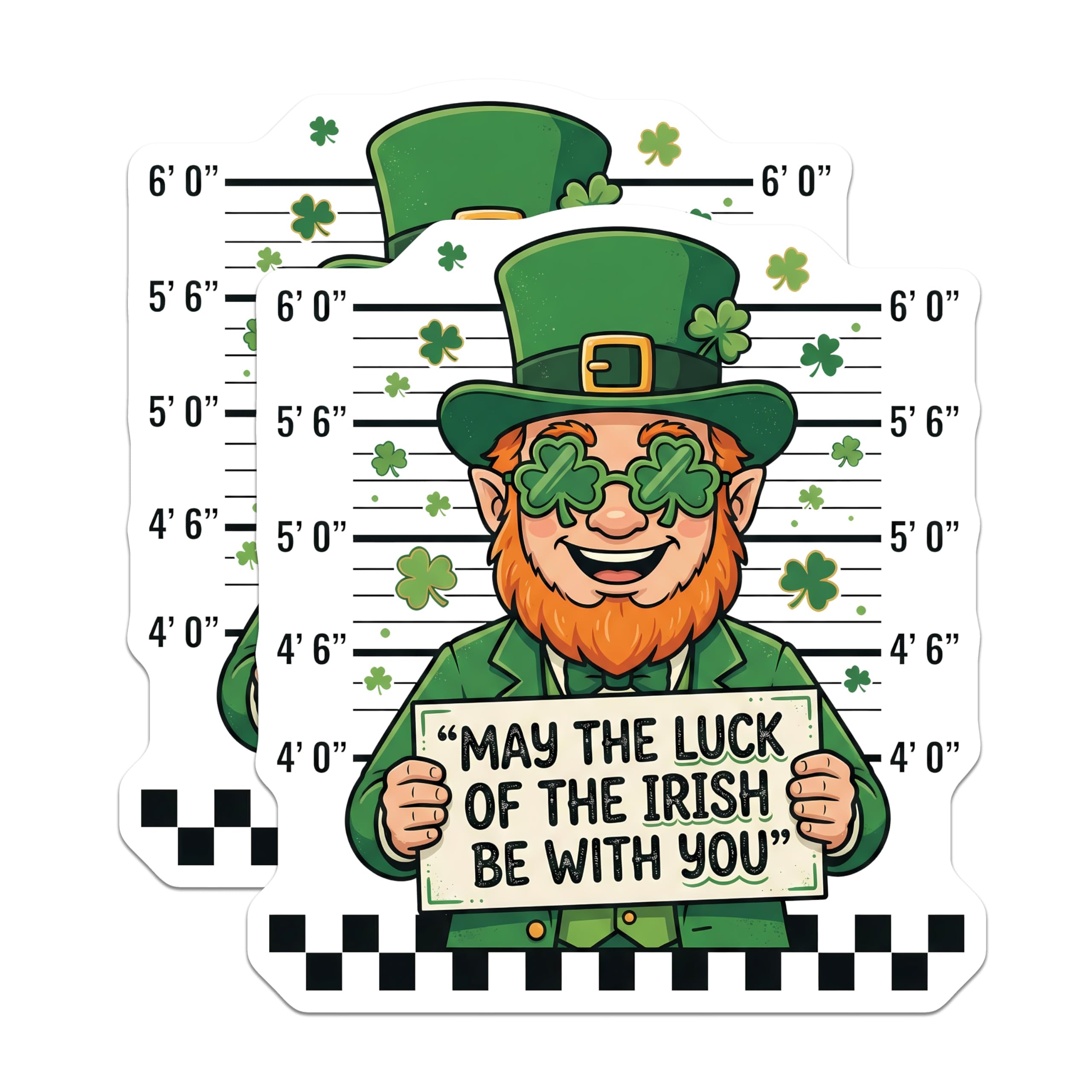 (2 Pack) St Patricks Day Magnets - Irish Leprechaun Mugshot - Lucky Irish Quote Magnet - 5" On Longest Side - Premium Magnet - for Cars, Refrigerators, Toolboxes, Lockers - Made in USA - MAG16688