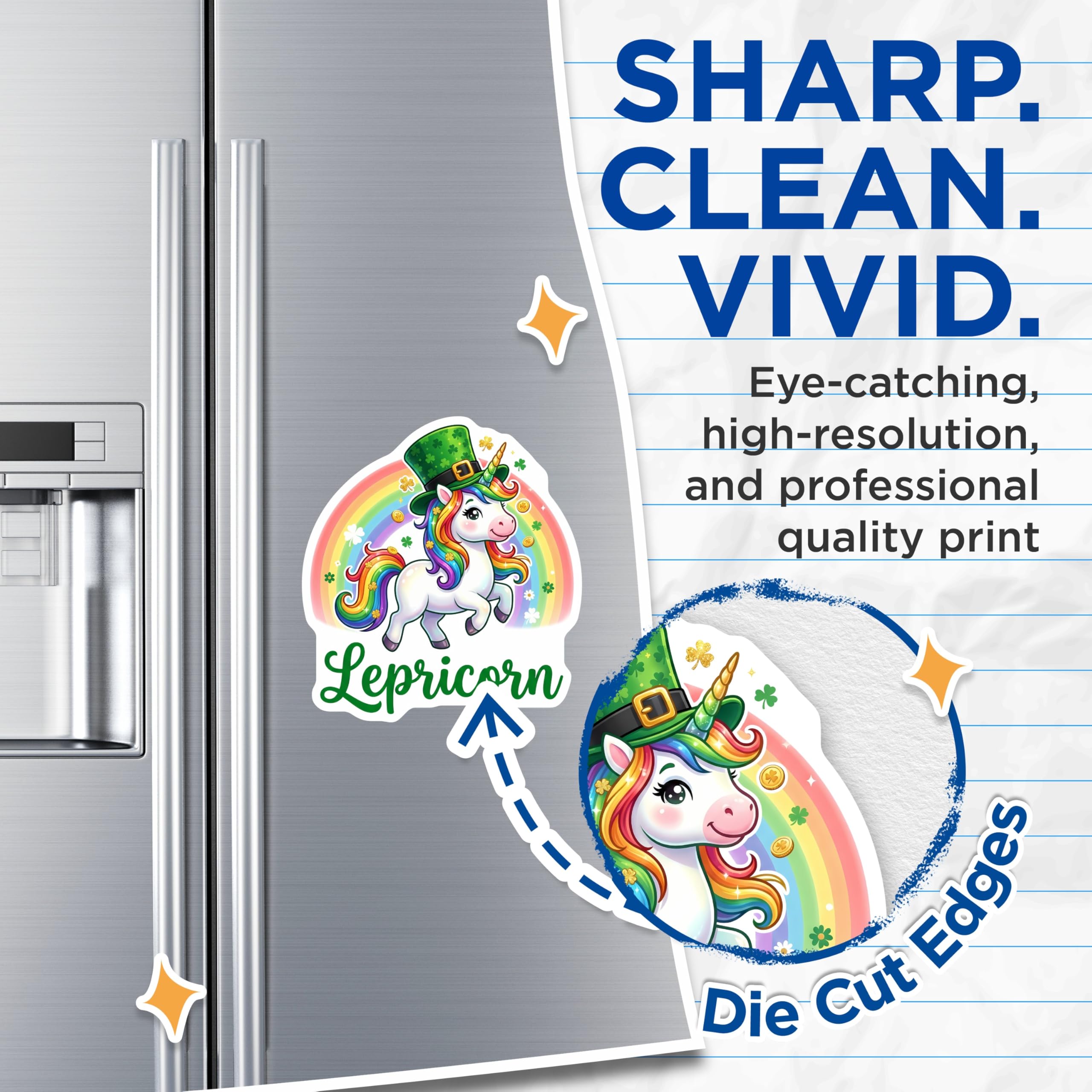(2 Pack) Lepricorn Magnets - Unicorn Saint Patricks Day - Rainbow Fridge Magnets - 5" On Longest Side - Premium Magnet - for Cars, Refrigerators, Toolboxes, Lockers - Made in USA - MAG16699