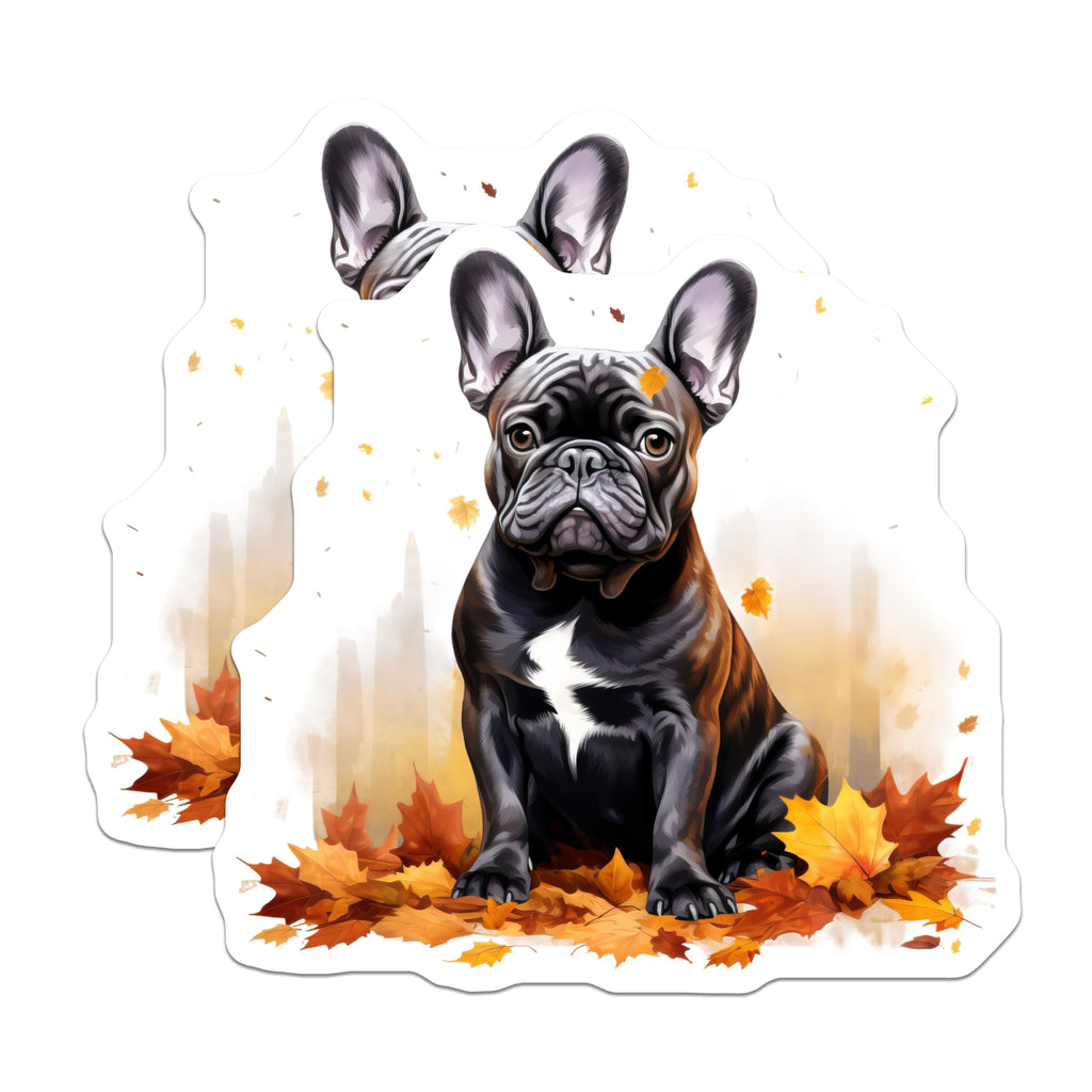 (2 Pack) French Bulldog Magnets - Autumn Dog Decor - Pet Lover Refrigerator Accessory - 5 Inches On Longest Side - Thick Durable Magnet - Made in USA - MAG28817