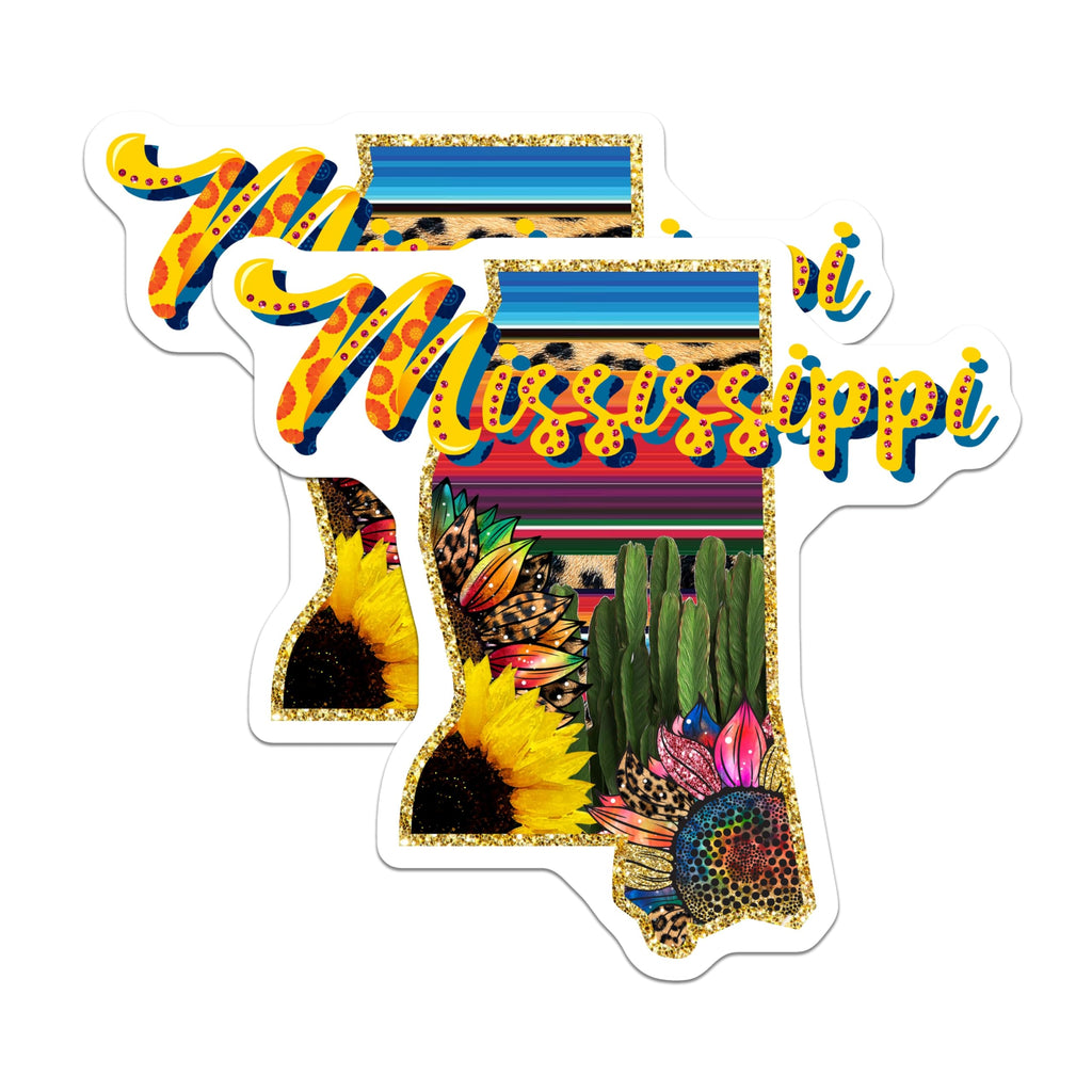 (2 Pack) Mississippi State Magnets - Sunflower Decor - Southwestern Style - 5" On Longest Side - Premium Magnet - for Cars, Refrigerators, Toolboxes, Lockers - Made in USA - MAG18870
