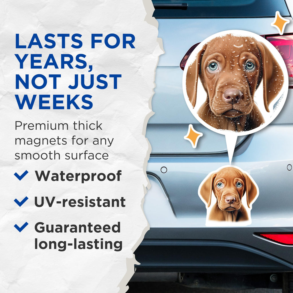 (2 Pack) Sad Puppy Eyes Magnets - Vizsla Dog Lover Accessory - Refrigerator Decor for Pet Parents - 5 Inches On Longest Side - Thick Durable Magnet - Made in USA - MAG26588