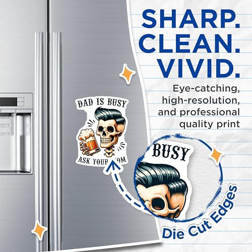 (2 Pack) Dad is Busy Ask Your Mom Magnets - Funny Dad Joke - Skull and Beer Design - Humorous Father's Day Decor - 5" On Longest Side - for Cars, Fridges, Toolboxes - Made in USA - MAG7469
